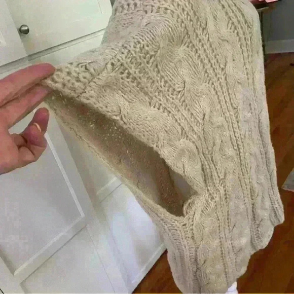 Aerie Mohair Blend Cable Knit Open Front Cardigan Short Sleeve Boho O/S Travel - Picture 8 of 9